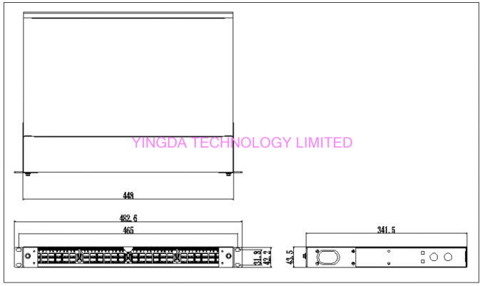 96 Cores 1U MPO Patch Panel / Enclosures 4 bays wide 24 LC ports3 MPO APC (x8) input SMF