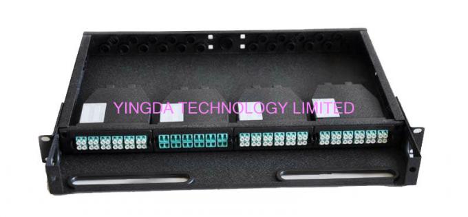96 Cores 1U MPO Patch Panel / Enclosures 4 bays wide 24 LC ports3 MPO APC (x8) input SMF