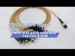 12F MPO ke ST Ultra Low loss Kabel 0.35dB max untuk Kabel Pusat Data