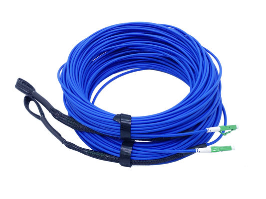 Kabel Patch Serat Optik Lapis Baja FTTH Pra Dihentikan LC APC UL V0 Flame Retardant