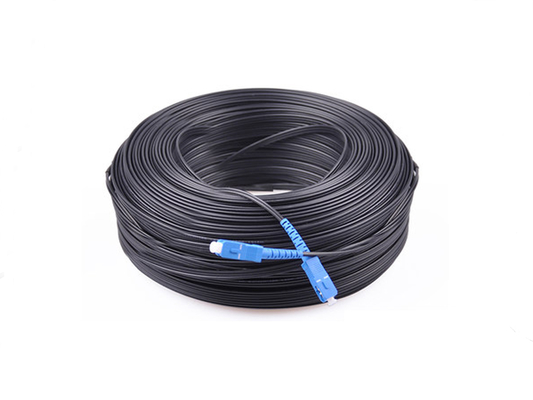 Beli FTTH Gambar 8 Flat Drop Cable Fiber Optik Patch Cord Konektor SC 200M Hitam 2.0*3.0mm pembuatan online
