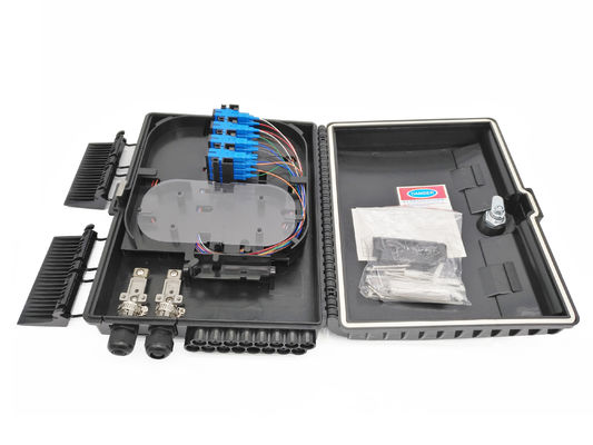 Beli FTTH Outdoor IP65 Pole Mount Fiber Optic Splitter Box Untuk Drop Cable 2x3mm Black SC pembuatan online