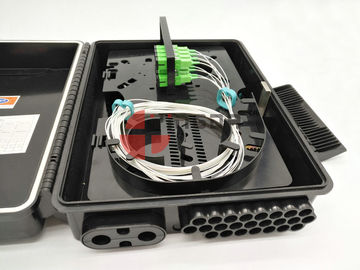 Beli 2 Dalam 24 Out Black Plastic Wall Mounting Fiber Optic Splitter Box untuk 1x16 dengan Adaptor SC / APC pembuatan online