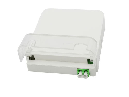 Beli 2 Port LC / APC Duplex FTTH Kotak Terminal Serat Optik Stopkontak Dinding IP54 Indoor ABS + PC pembuatan online