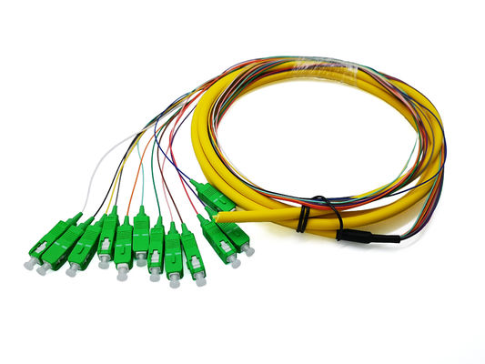 Beli 12 Warna SC APC Fiber Optic Pigtails G657A1 LSZH 900um 3Mts SM Ceramic Ferrule IL pembuatan online