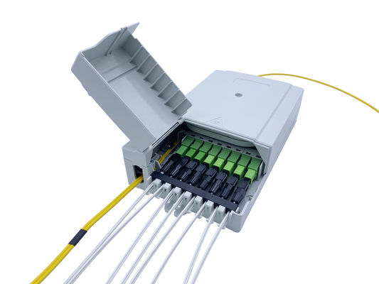 Beli IP54 8 Port FTTH Fiber Optical Termination Box Mid Span Anti UV Shocking Resistance Grey PC Alloy pembuatan online