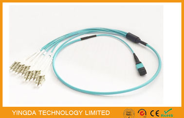 Beli Kabel MPO MPTP 100G OM3-300 QSFP Dengan Konektor Uniboot 6 x LC Duplex Aqua pembuatan online