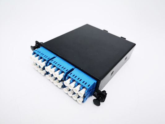 Beli Kaset Kabel Serat Optik 12F 24F MTP MPO Untuk Rak Panel Patch 19Inch 1U Logam Hitam pembuatan online
