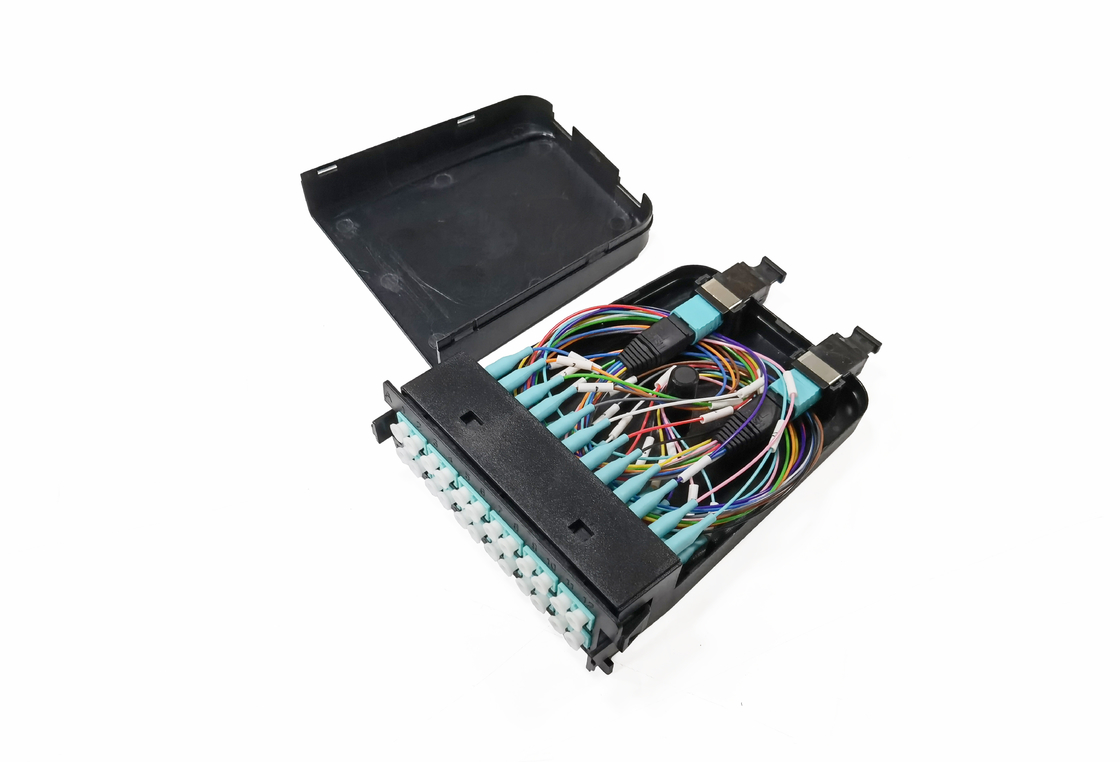 12 24 Fibers MPO MTP Cassette Plastic OM3 10G Aqua Male Multimode Cable