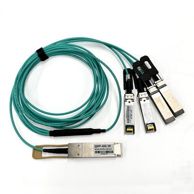 850nm 40G QSFP+ Ke 4 X 10G SFP+ AOC Kabel Optik Aktif 5m OM3 8core Modul Sfp Ke Kabel Sfp
