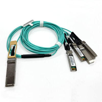 Kabel 100G AOC Kabel 100G QSFP28 ke 4x25G SFP28 Kabel optik aktif 5M OM3