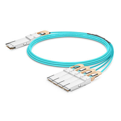 Kecepatan tinggi 400G QSFP-DD ke 2x200G QSFP56 AOC Breakout Kabel Kabel Optik Aktif