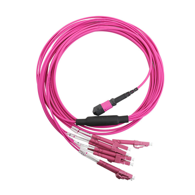 Kabel patch MPO MPO-LC MPO/MTP ke 6 x LC UPC Dupleks 12 Serat OM4 MM Tipe A Breakout Kabel Patch 5 meter 10 meter