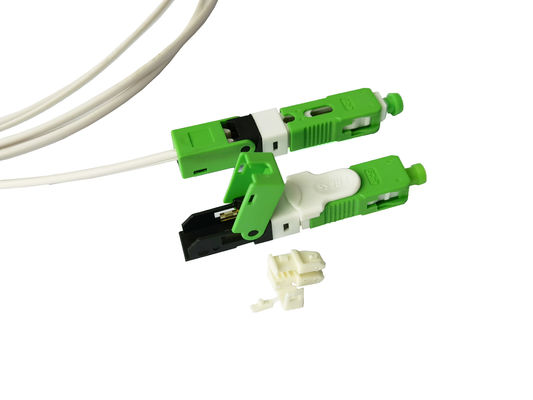ESC250D SC APC Lapangan Perakitan Cepat Konektor Mekanik FTTH untuk Kabel Drop 2 * 3mm Hijau